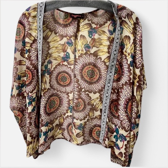 Mezzanine Medium open trim Kimono top boho western chic - Picture 1 of 4
